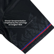 Cambodia Heritage Custom Black Baseball Jersey Closeup Sleeves