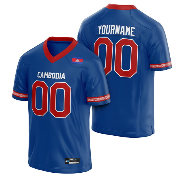 Cambodia Heritage Custom Football Jersey Blue