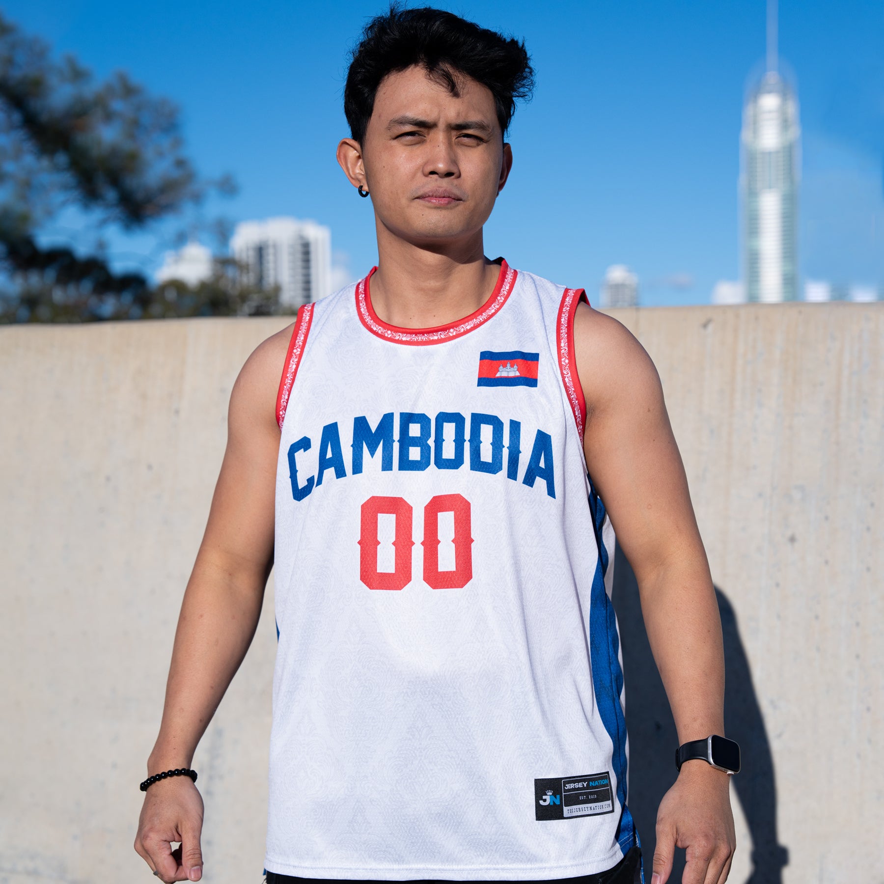 Cambodia Heritage White Custom Basketball Jersey