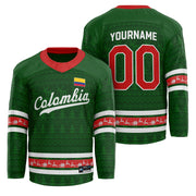 Colombia Green Christmas Custom Hockey Jersey Personalized Family Outfit Holidays