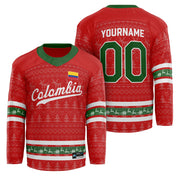 Colombia Red Christmas Custom Hockey Jersey Personalized Family Outfit Holidays