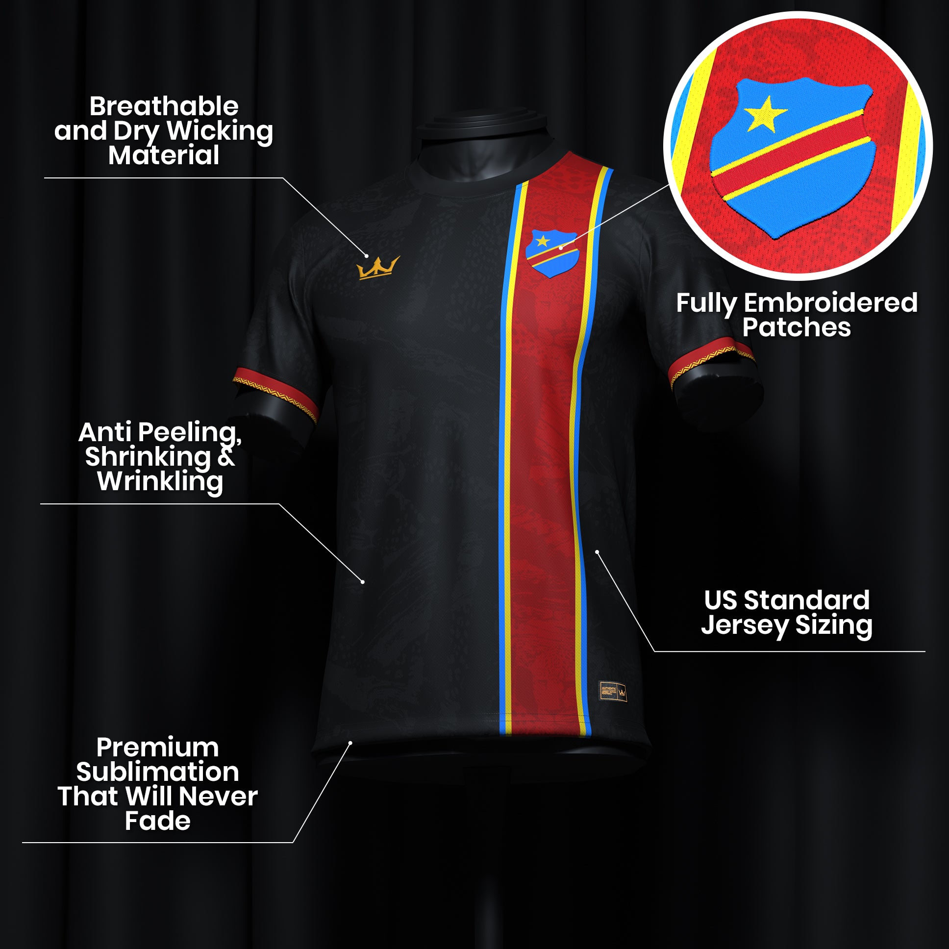 DR Congo Heritage Custom Football Jersey White Soccer Shirt