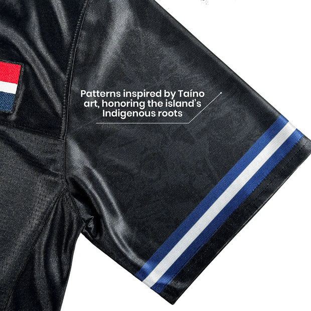 Dominican Republic Heritage Custom Black Football Jersey Closeups