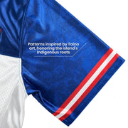 Dominican Republic Heritage Custom American Football Jersey White Blue Sleeves