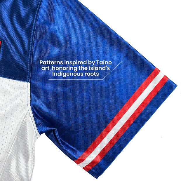 Dominican Republic Heritage Custom American Football Jersey White Blue Sleeves