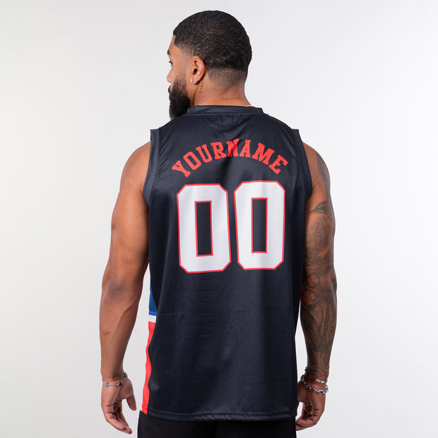 Dominican Republic Heritage Custom Black Basketball Jersey Model Back