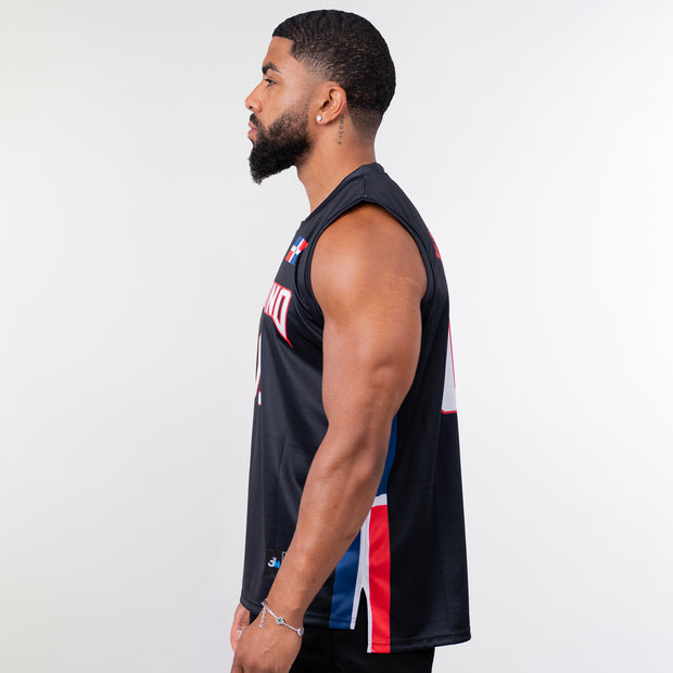 Dominican Republic Heritage Custom Black Basketball Jersey Model Side