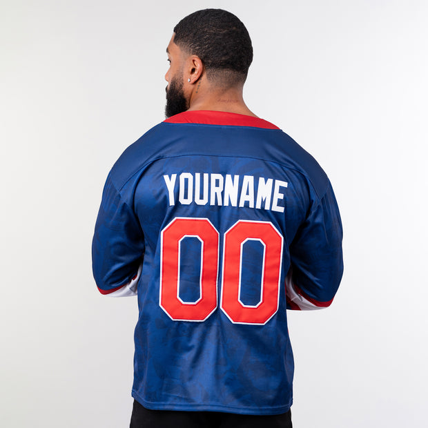 Dominican Republic Heritage Custom Hockey Blue Jersey Back Customized