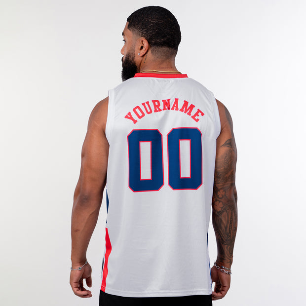 Dominican Republic Heritage Custom White Basketball Jersey Model Back