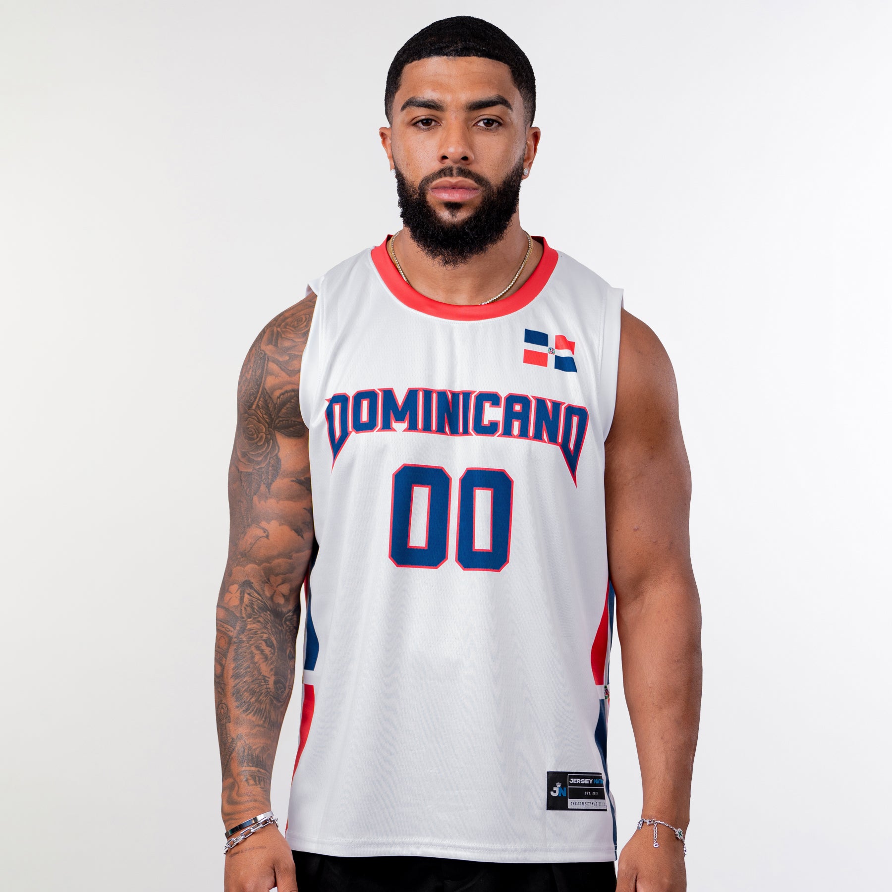 Dominican Republic Heritage Custom White Basketball Jersey Model Front