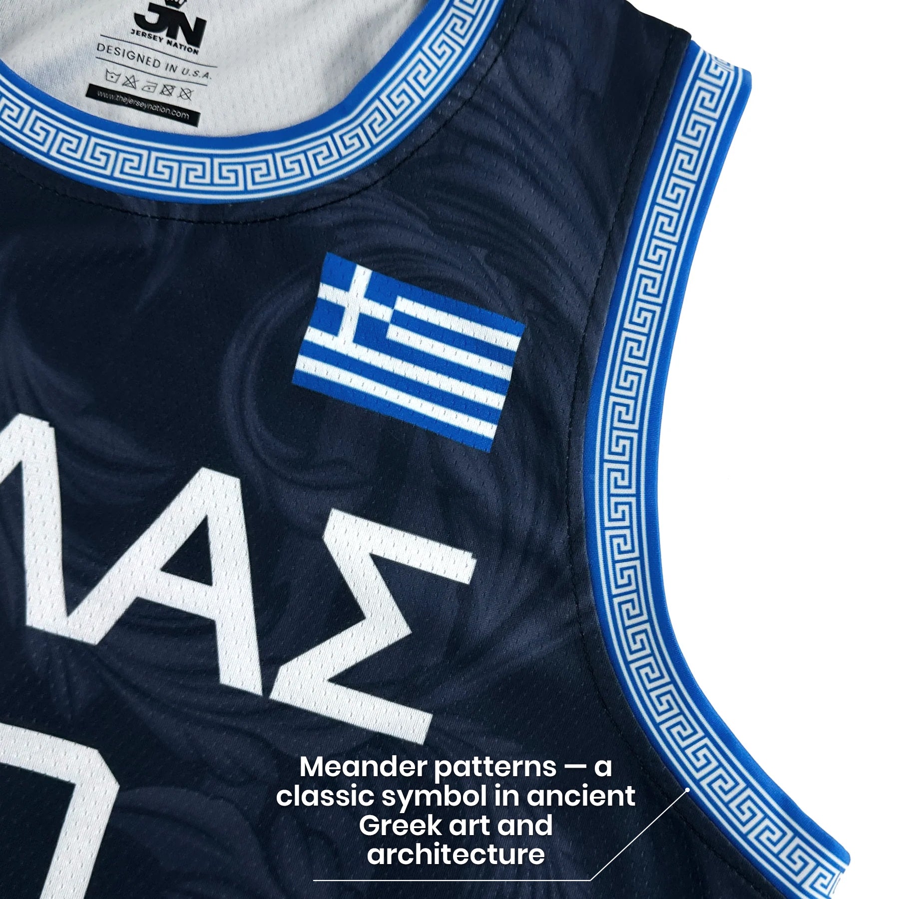 Greece Heritage Custom Basketball Jersey Closeup Sleeves