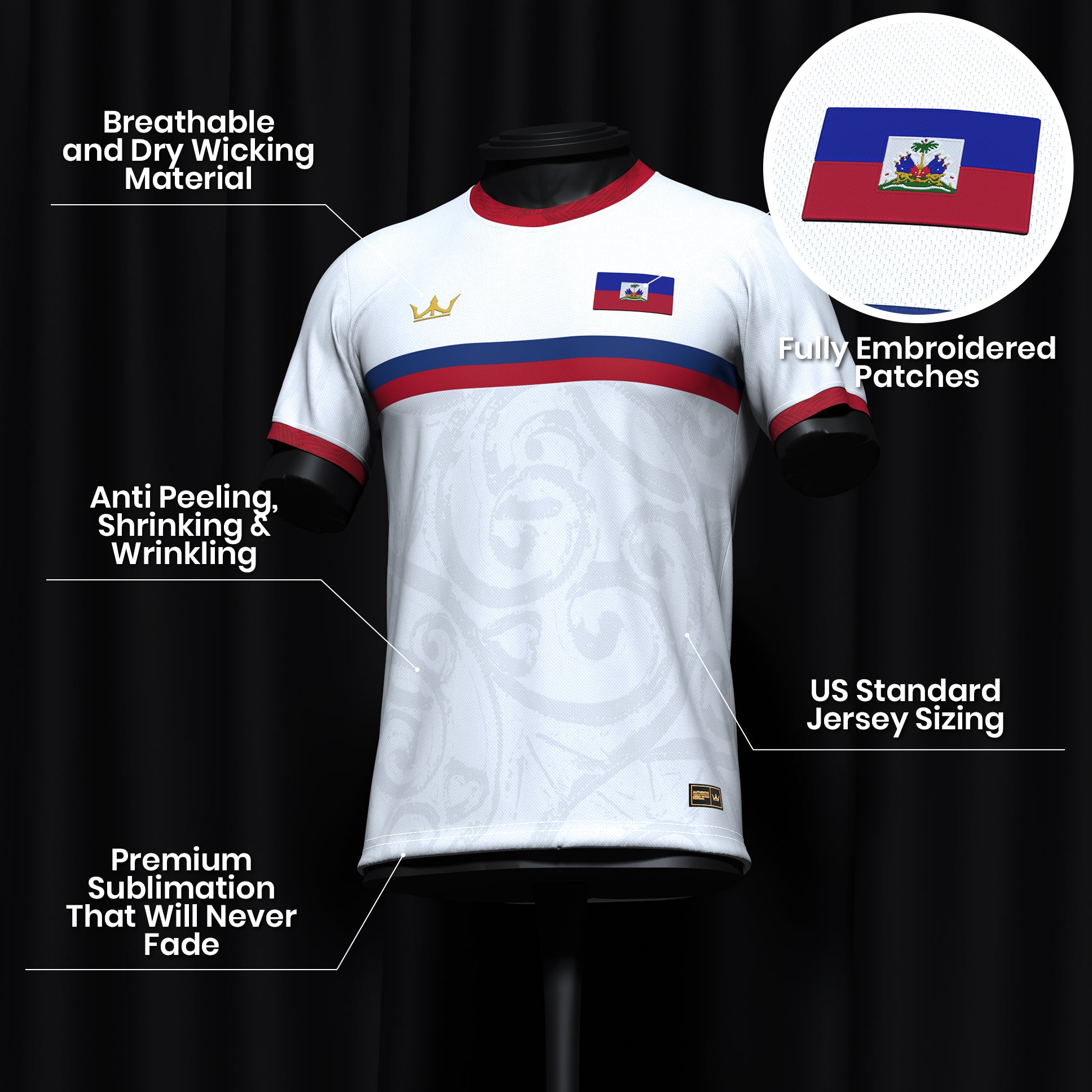 Haiti Custom Heritage Football Jersey White Haitian Shirt
