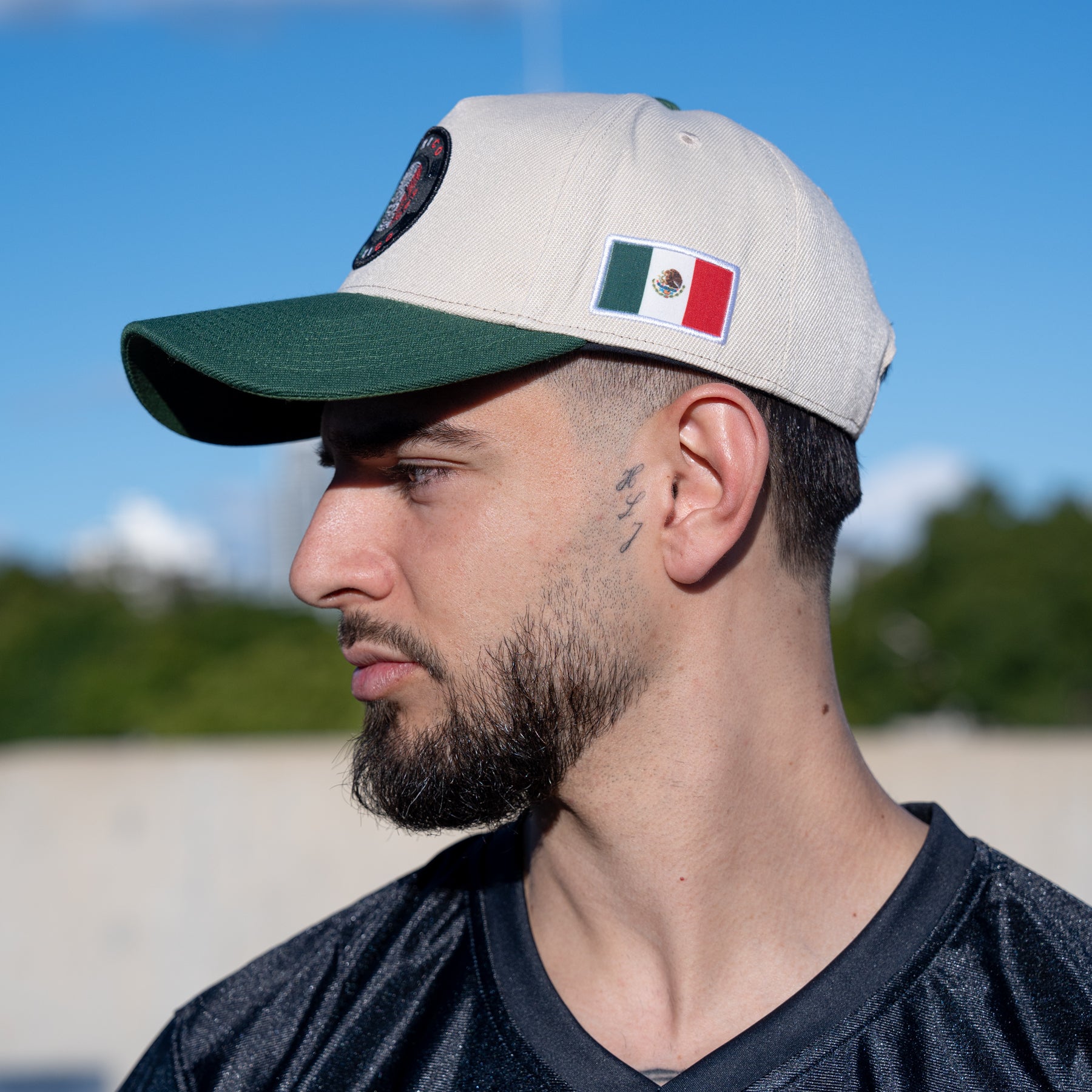 Mexico Heritage Beige Snapback Cap Side Model