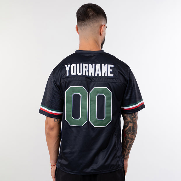 Mexico Heritage Custom American Football Black Jersey Model Back Customized