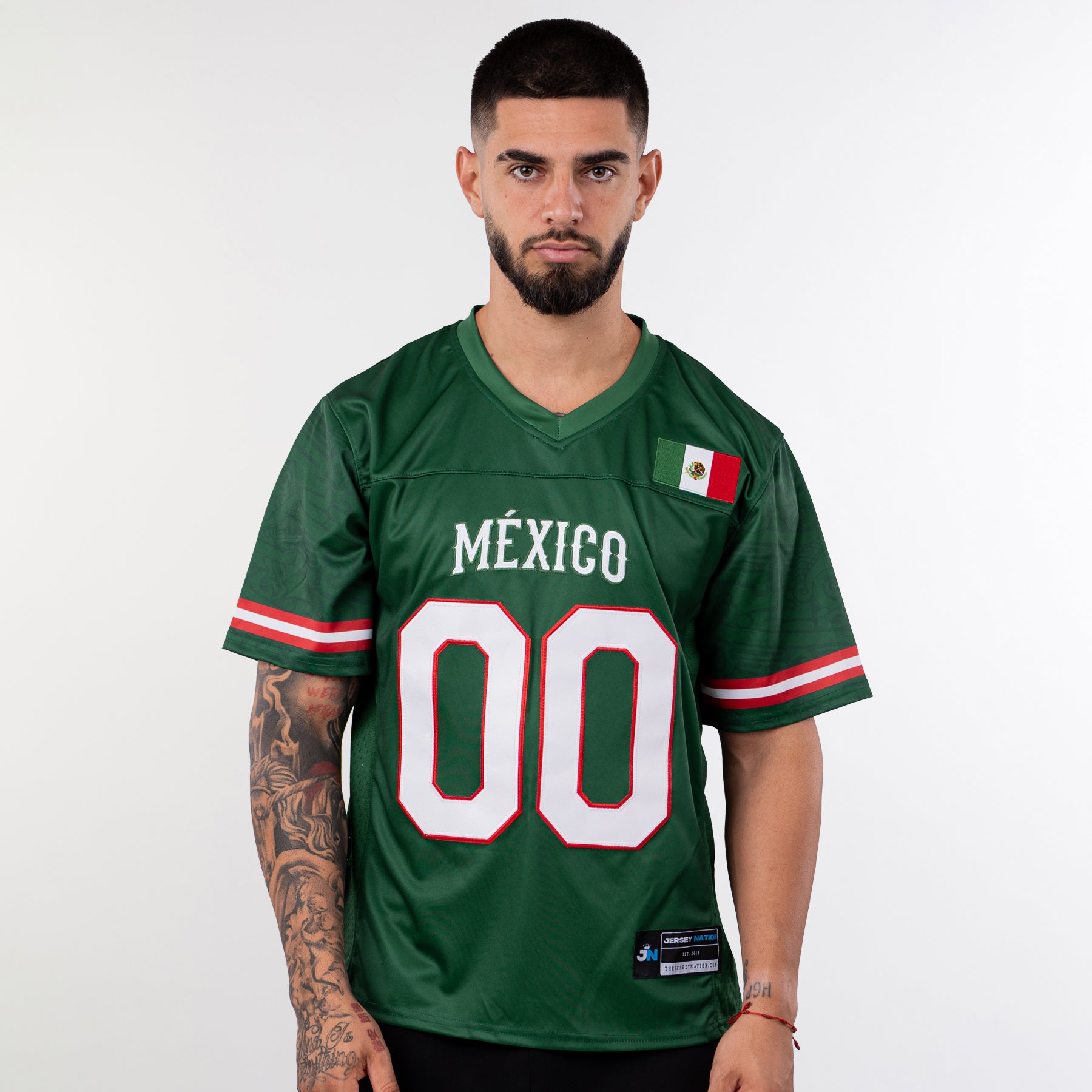 Mexico Heritage Custom American Football Green Jersey Model Front