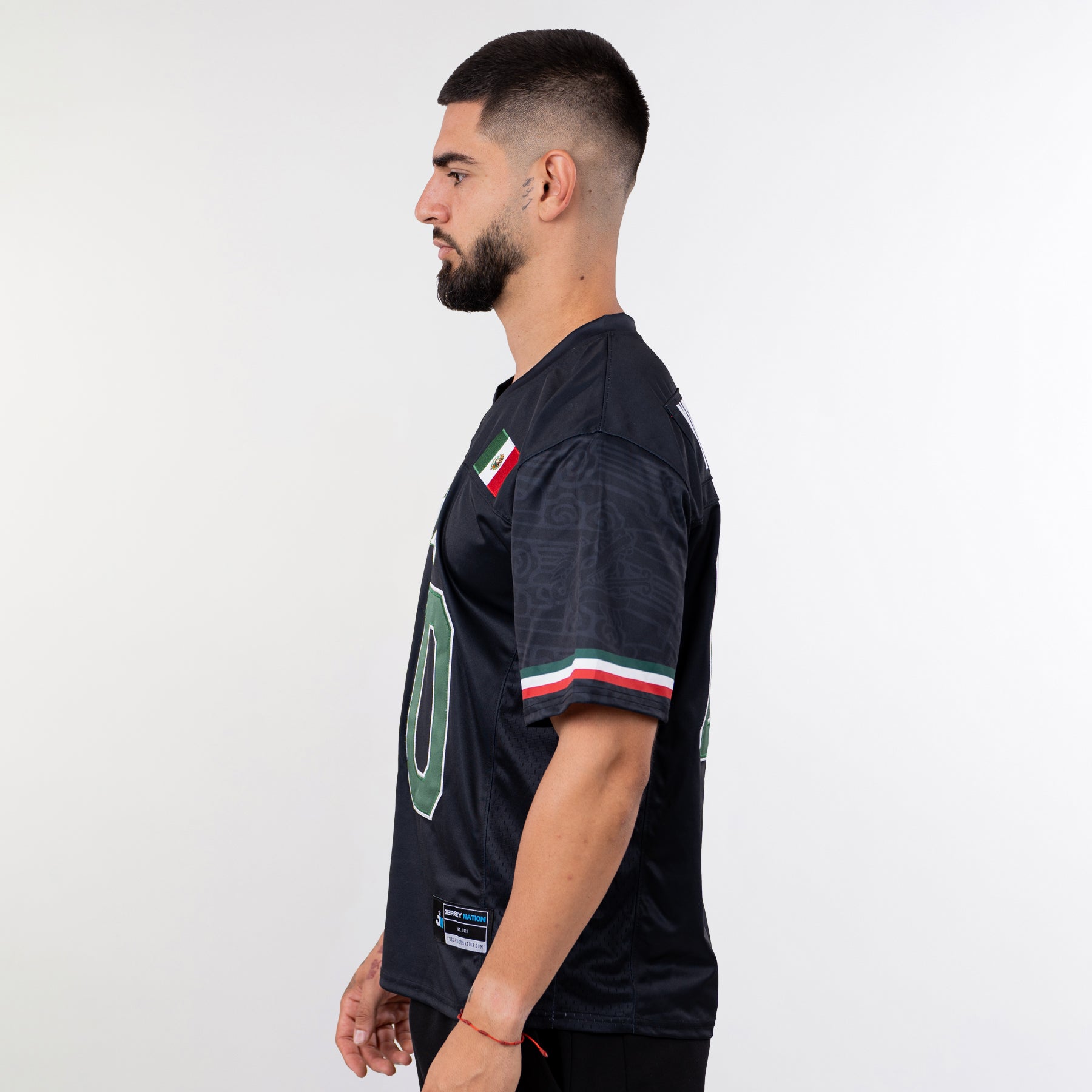 Mexico Heritage Custom American Football Black Jersey Model Side