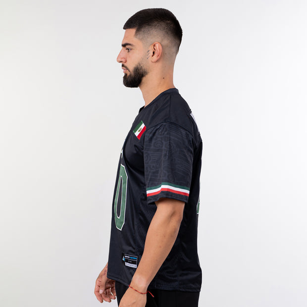 Mexico Heritage Custom American Football Black Jersey Model Side