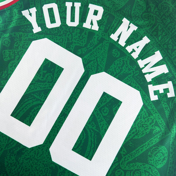Mexico Heritage Custom Basketball Green Jersey Closeup Back Customized 