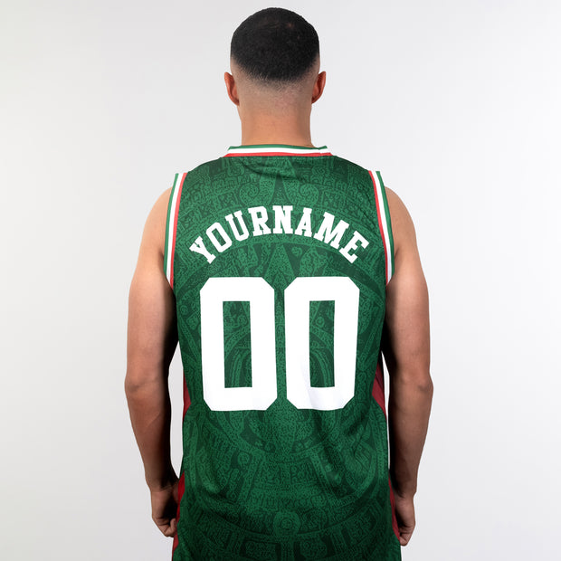 Mexico Heritage Custom Basketball Green Jersey Model Back