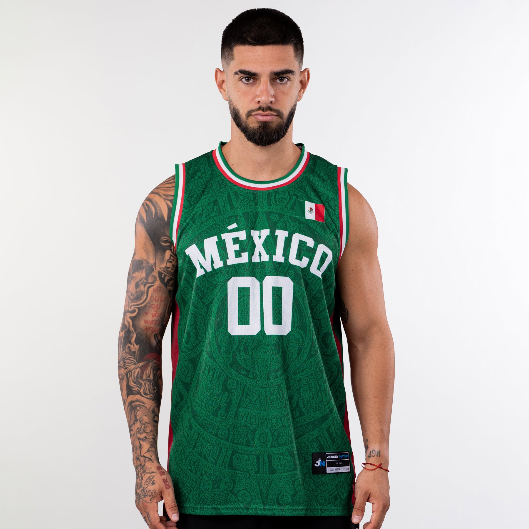 Mexico Heritage Custom Basketball Green Jersey Model Front 