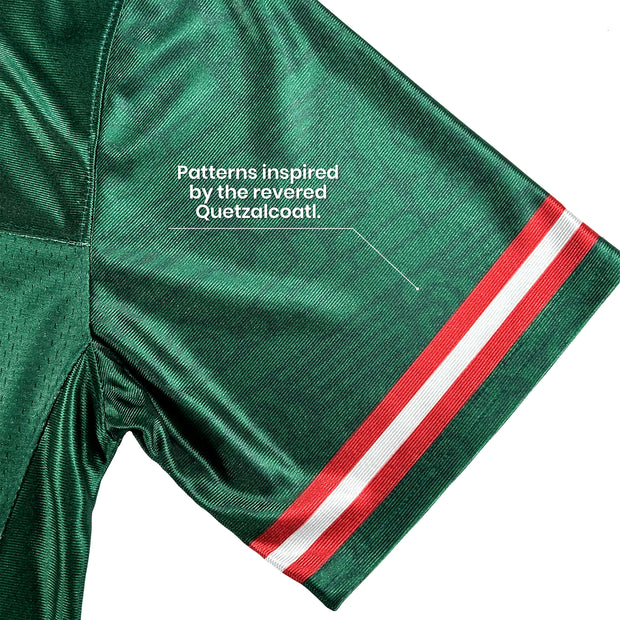Mexico Heritage Custom Green Football Jersey Closeup Sleeves