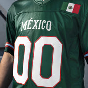Mexico Heritage Green Custom American Football Jersey Model Closeup