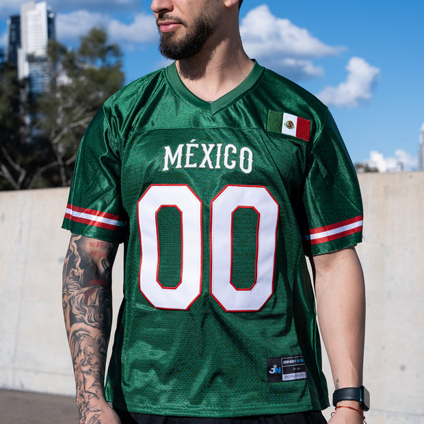 Mexico Heritage Green Custom Football Jersey Closeups