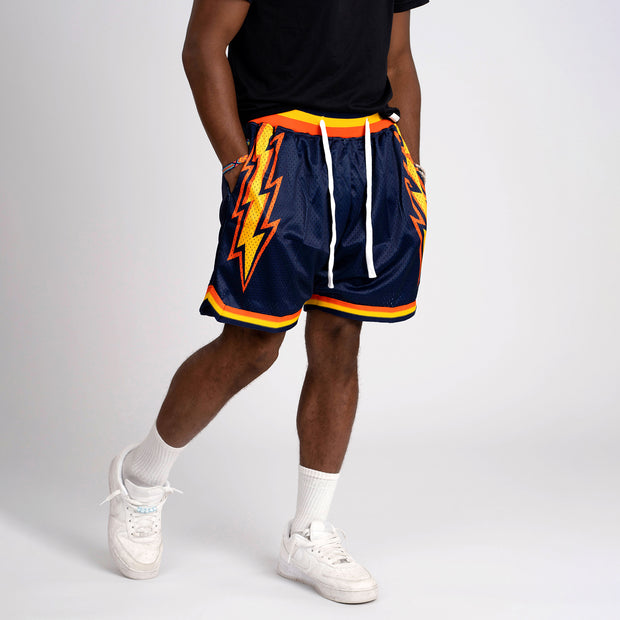 Splash Bolts Navy Blue Basketball Mesh Shorts
