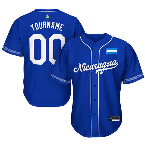 Nicaragua Heritage Custom Baseball Jersey Blue