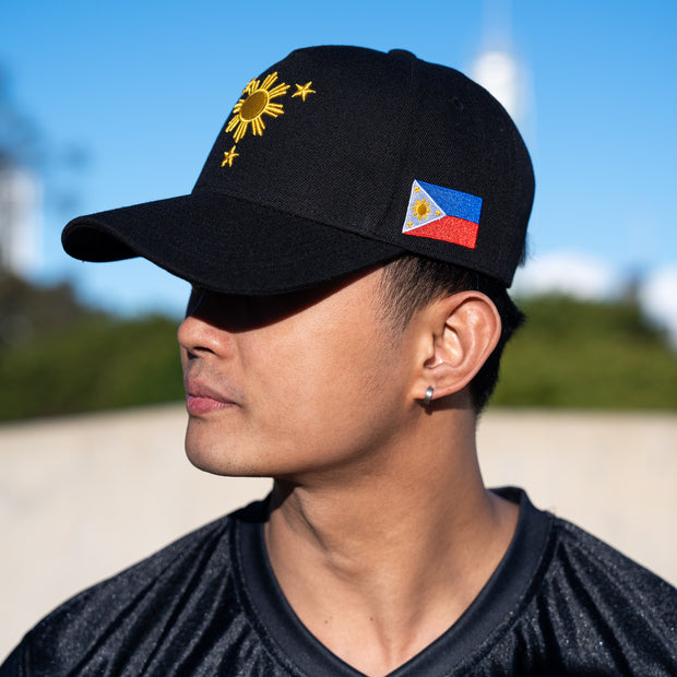 Philippines Heritage Black Snapback Cap Side Embroidered Black