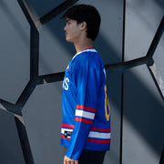 Philippines Heritage Custom Blue Hockey Jersey Model Side Sleeves