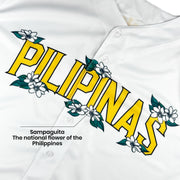 Philippines 'Sampaguita' Baseball White Jersey Closeups Pilipinas