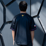 Philippines 'Sampaguita' Black Baseball Jersey Model Styling Back Closeup