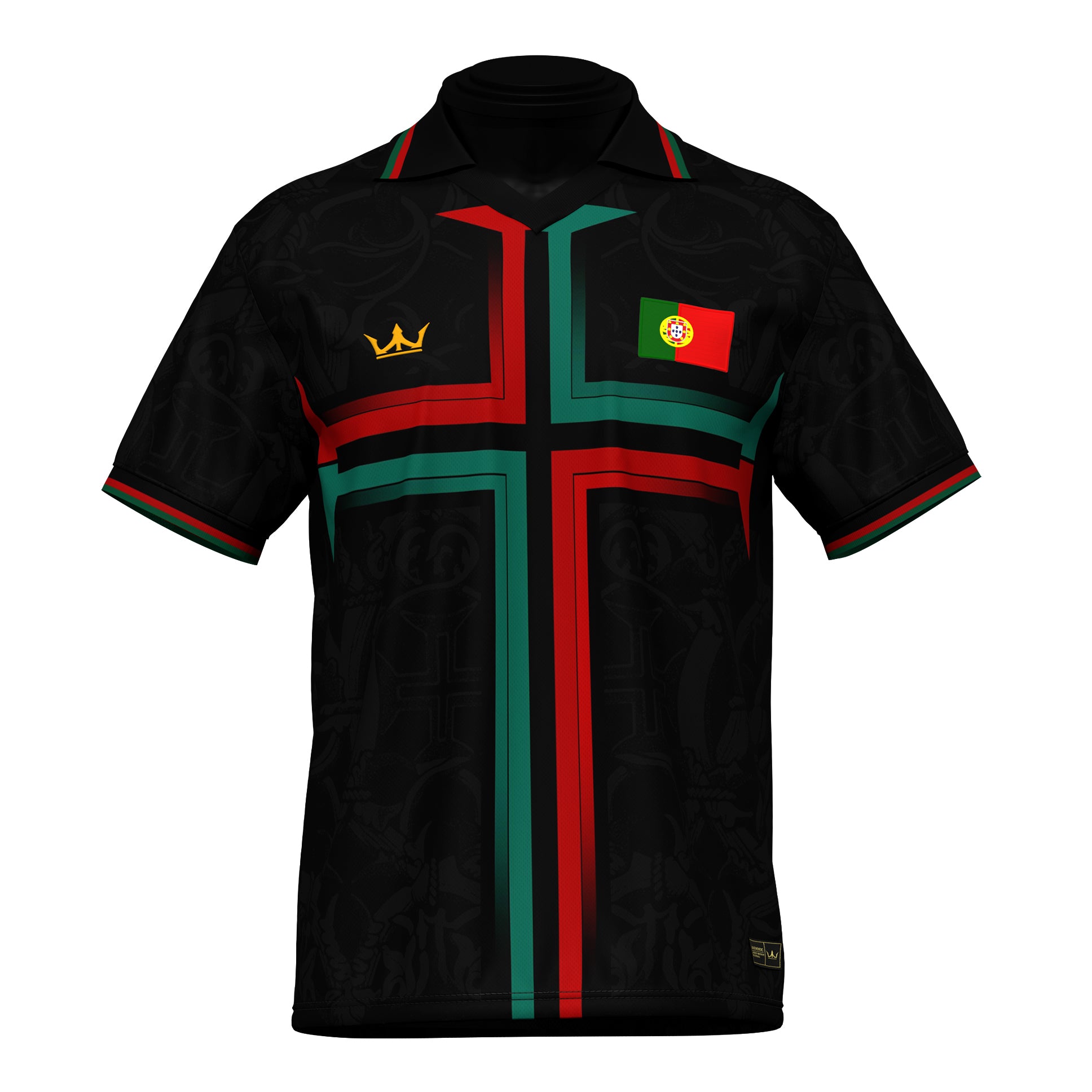 Portugal Heritage Retro Black Custom Football Jersey World Shirt Portuguese 