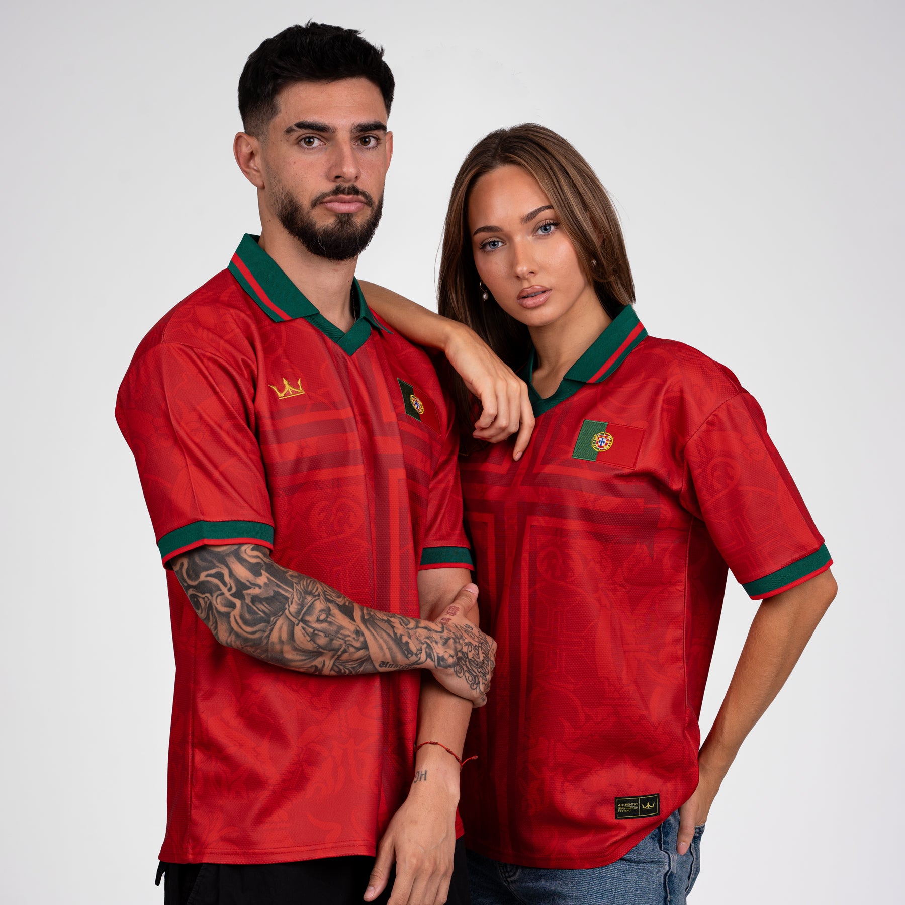Portugal Heritage Retro Custom Football Jersey World Shirt Couples Matching