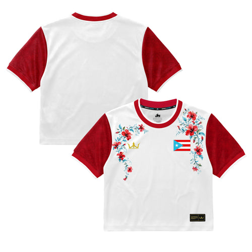 Puerto Rico Heritage Cropped Floral Soccer Jersey