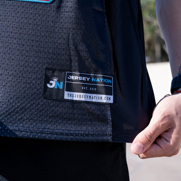 Puerto Rico Azul Celeste Black Heritage Custom American Football Jersey Closeups