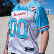 Puerto Rico Azul Celeste Heritage Custom American Football Jersey Closeups