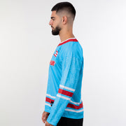 Puerto Rico Borinquen Azul Celeste Heritage Custom Hockey Jersey Model Side