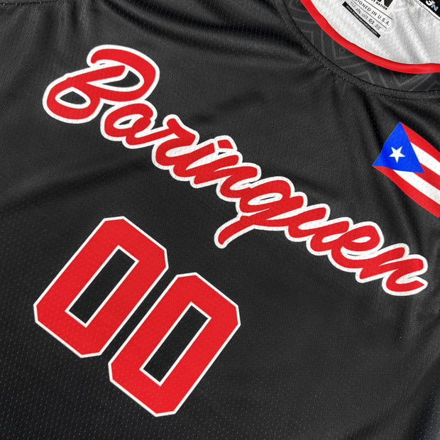Puerto Rico Borinquen Black Custom Heritage Basketball Jersey Closeup Front