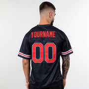 Puerto Rico Borinquen Heritage Custom American Football Black Azul Celeste Jersey Model Back Customized 