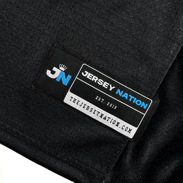 Puerto Rico Heritage Custom American Football Jersey Black Stitched Closeup