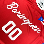 Puerto Rico Borinquen Red Custom Heritage Basketball Jersey Front Closeup