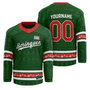 Puerto Rico Green Azul Celeste Christmas Custom Hockey Jersey Personalized Family Outfit Holiday
