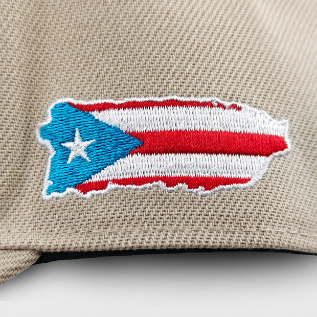Puerto Rico Heritage Beige Azul Celeste Snapback Cap Adjustable  