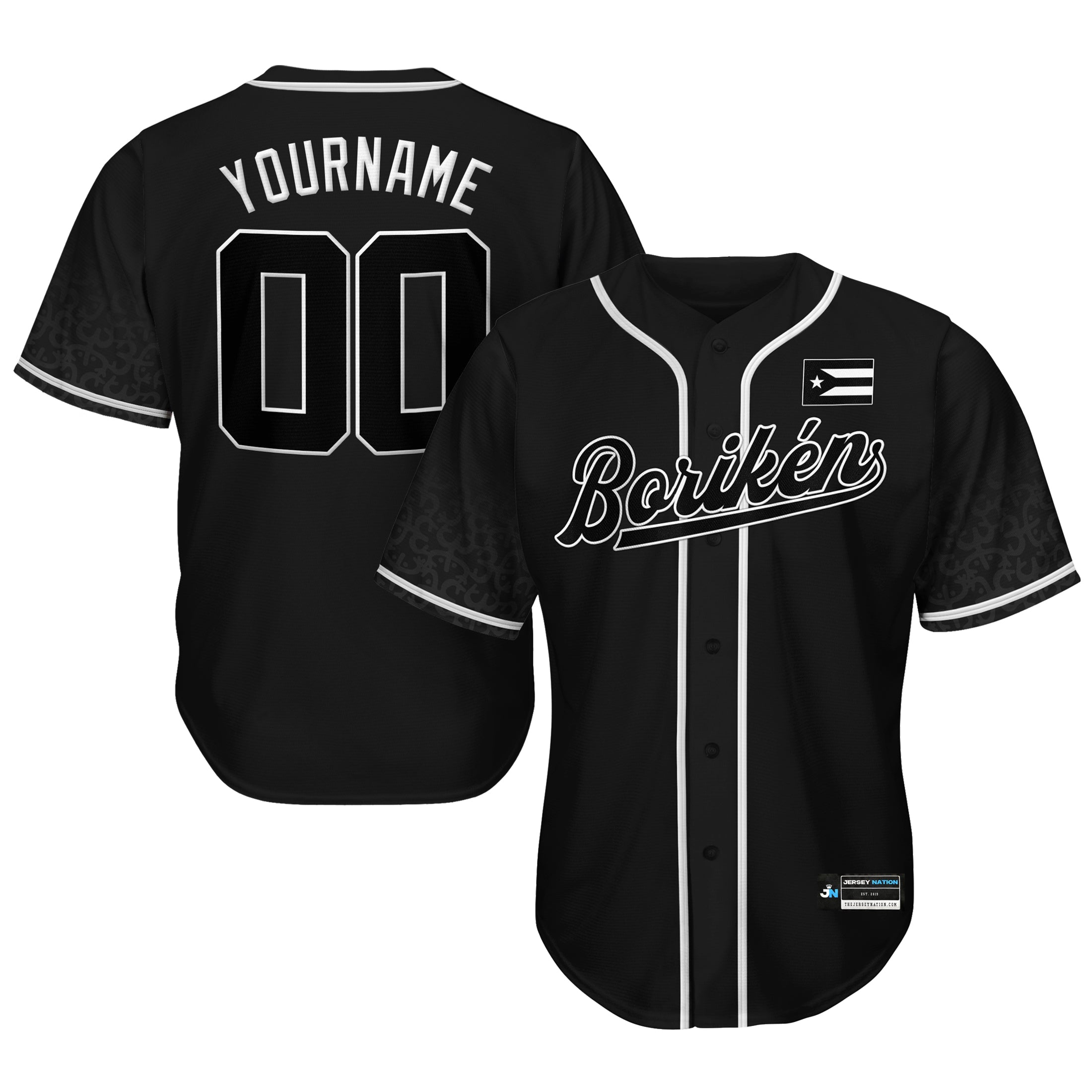 Puerto Rico Heritage Custom Baseball Jersey Black Flag