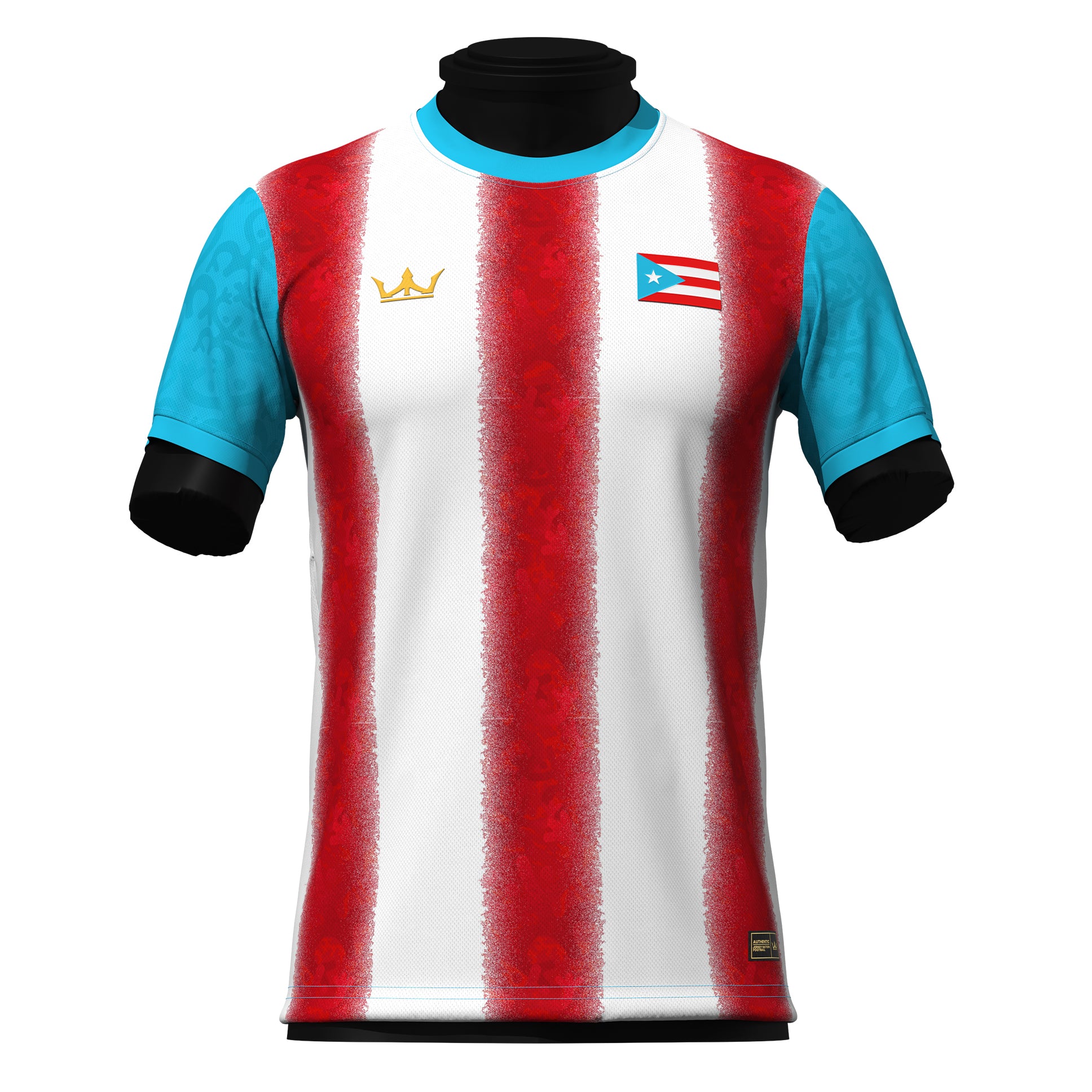 Puerto Rico Heritage Custom Football Jersey Soccer Azul Celeste Front