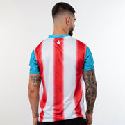 Puerto Rico Heritage Custom Football Jersey Soccer Azul Celeste Model Back