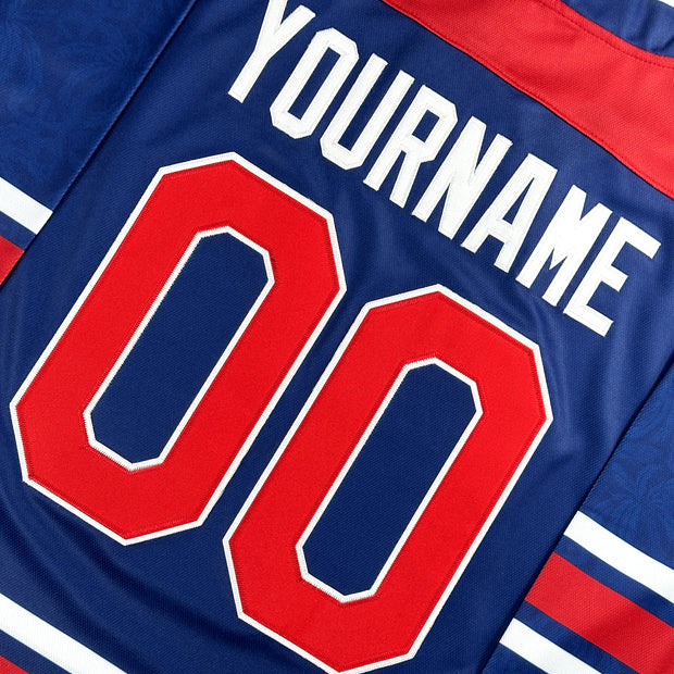 Puerto Rico Heritage Custom Ice Hockey Jersey Blue Customized