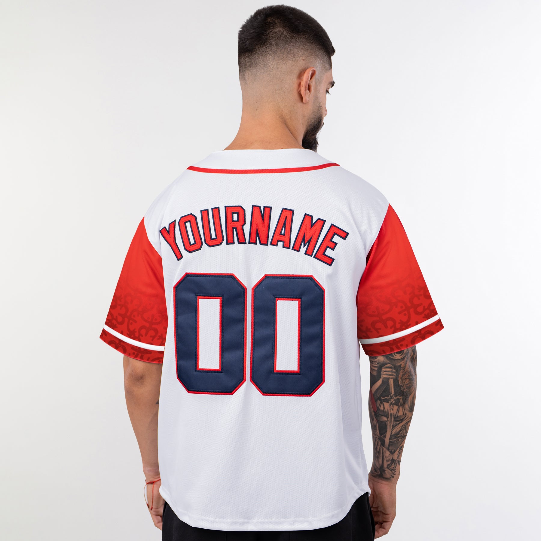 Puerto Rico Heritage Custom Navy Blue Baseball Jersey Model Back Customized